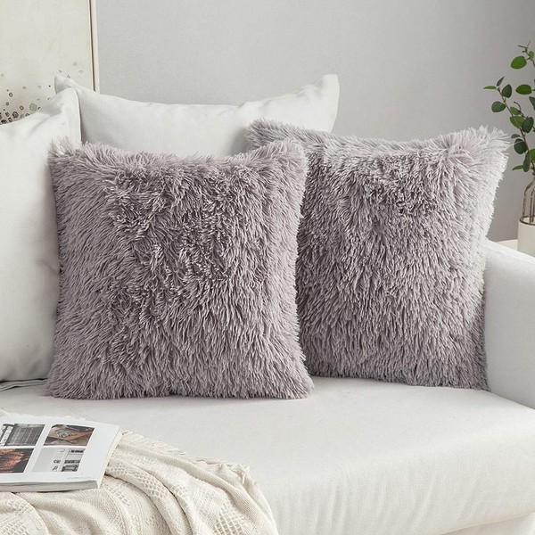 MIULEE Pack of 2 Luxury Faux Fur Throw Pillow Cover