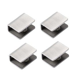 4Pcs Solid Glass Clamp,Square Glass Shelf Clamp Clip,Stainless Steel Clip Holder Adjustable for 12mm Glass Acrylic Wood