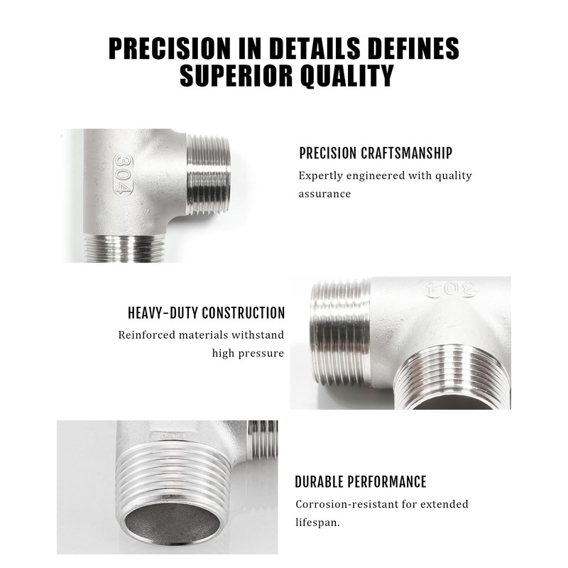 AGUTEA 304 Stainless Steel 3/4” Tee Male NPT T Shape