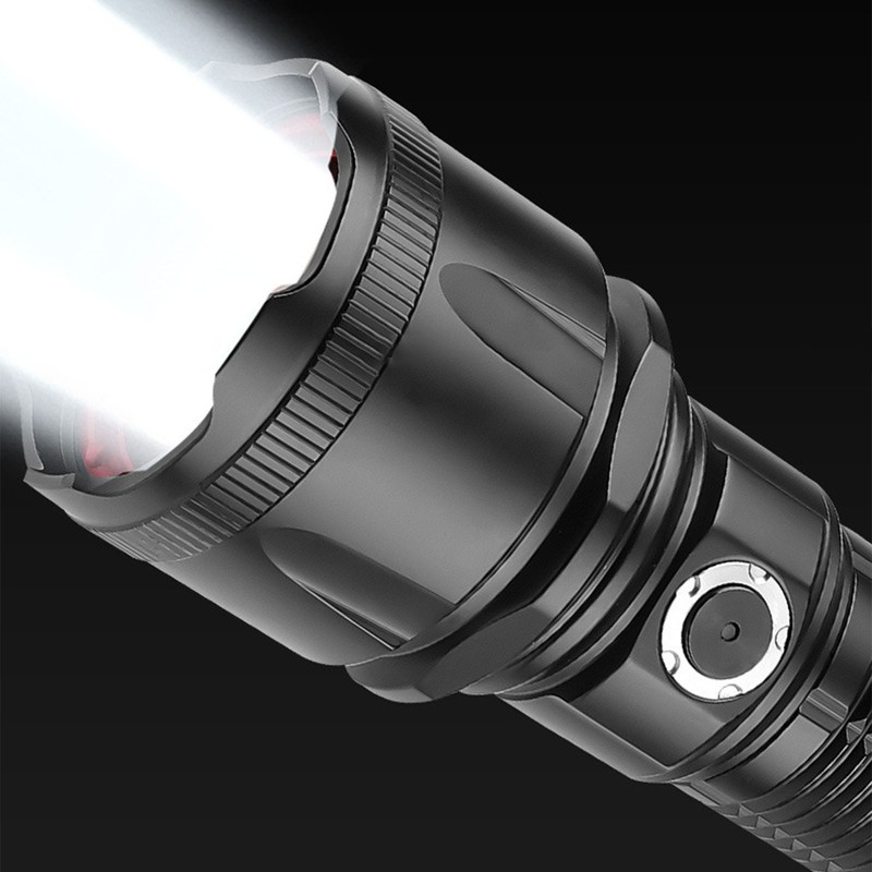 Telescopic Focus Flashlight XHP160 LED Super Bright Flashlight for Camping