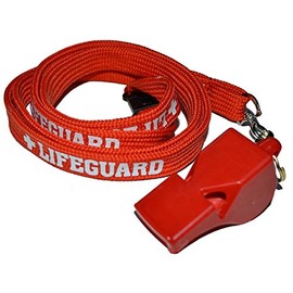 Lifeguardgear RED Classic 40 Whistle + Lifeguard White Printed Lanyard
