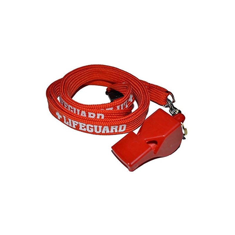 Lifeguardgear RED Classic 40 Whistle + Lifeguard White Printed Lanyard