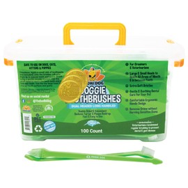 Bodhi Dog Dual-Headed Long Dog & Cat Toothbrush | Puppy Toothbrush with Soft Bristles for Pet Dental Care | Easy Teeth Cleaning Dog Toothbrush, 100 Count