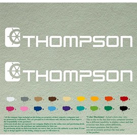 Pair of Thompson Boat Compatible Replacement Restoration Decals Vinyl Stickers Outboard Motor Set of 2 (18", White 010)