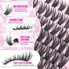 Natural Lash Clusters Wispy Cluster Eyelash Extensions C-Curly Cluster Lashes Thin Lash Band Individual Lashes Soft Fullness Eyelash Clusters DIY Lash Pack Natural Girl Approved (126Pcs, 10-16MM)