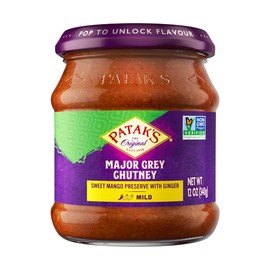 Patak’s Major Grey Chutney - Sweet & Mild Mango Chutney with Ginger & Aromatic Spices - Non-GMO, Vegan & Gluten-Free - Perfect for Chicken, Cheese Platters & Curry Sides - 12 oz (Pack of 1)