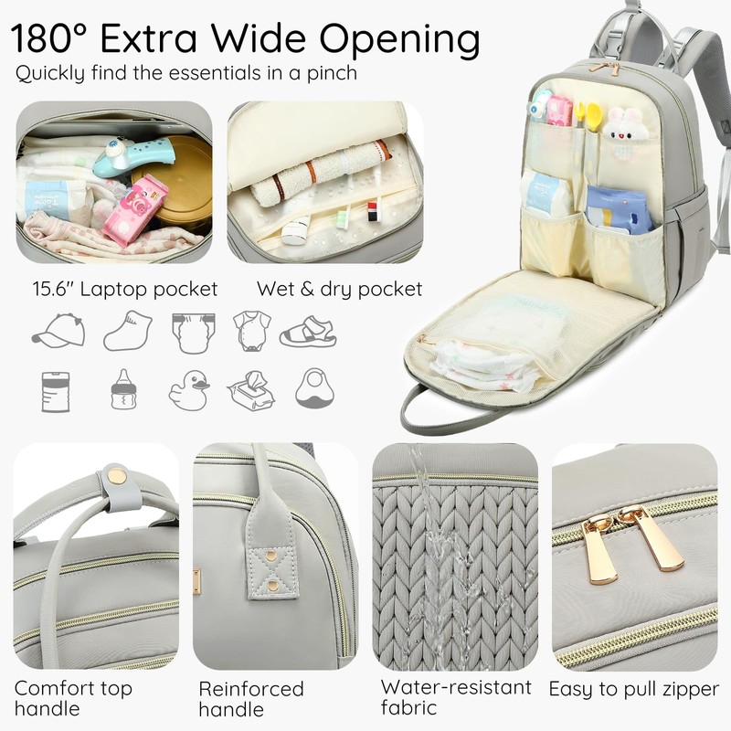 Diaper Bag Backpack - Large Multi functional, Boys, Girls &