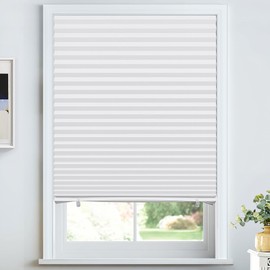 LazBlinds No Tools No Drill Cordless Lift Cut to Size Pleated Paper Blinds for Windows, Light Filtering Clip On Self Adhesive Temporary Window Blinds for Home(30" W x 72" H x 4 Pack, White)