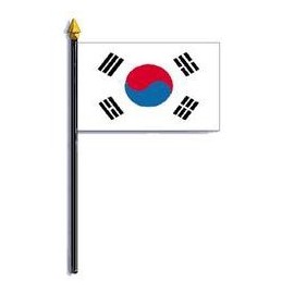 South Korea Flag Rayon On Staff 4 in. x 6 in.