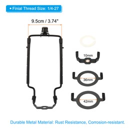 PATIKIL 8 9 10 11 Inch Lamp Harp Kit with Finial, 2 Set Adjustable Lamp Shade Bracket Holder with 3/8 IP E14 E26 E27 Light Base for Table Floor Lamp, Black