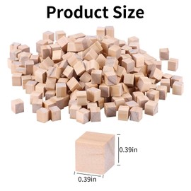 150 Pcs Small Wooden Cubes 10mm, Natural Unfinished Wood Blocks for Crafting, Blank Square Wooden Blocks for DIY Painting, Stamping, Handmade Decoration, Woodcraft Projects, Arts and Crafts Supplies