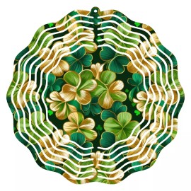 Keely's Korner Inc. St. Patrick's Day Wind Spinner Shamrock Metal Large Rotating Sculpture 10 in.