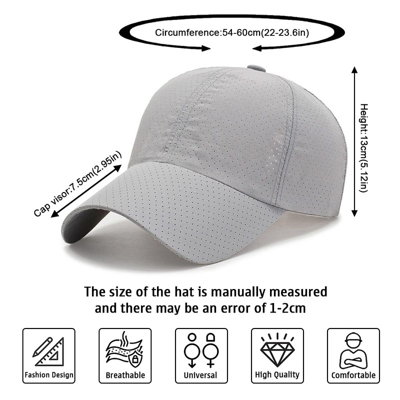 Baynetin Mesh Baseball Cap, Men's Breathable Quick Drying Baseball Cap,