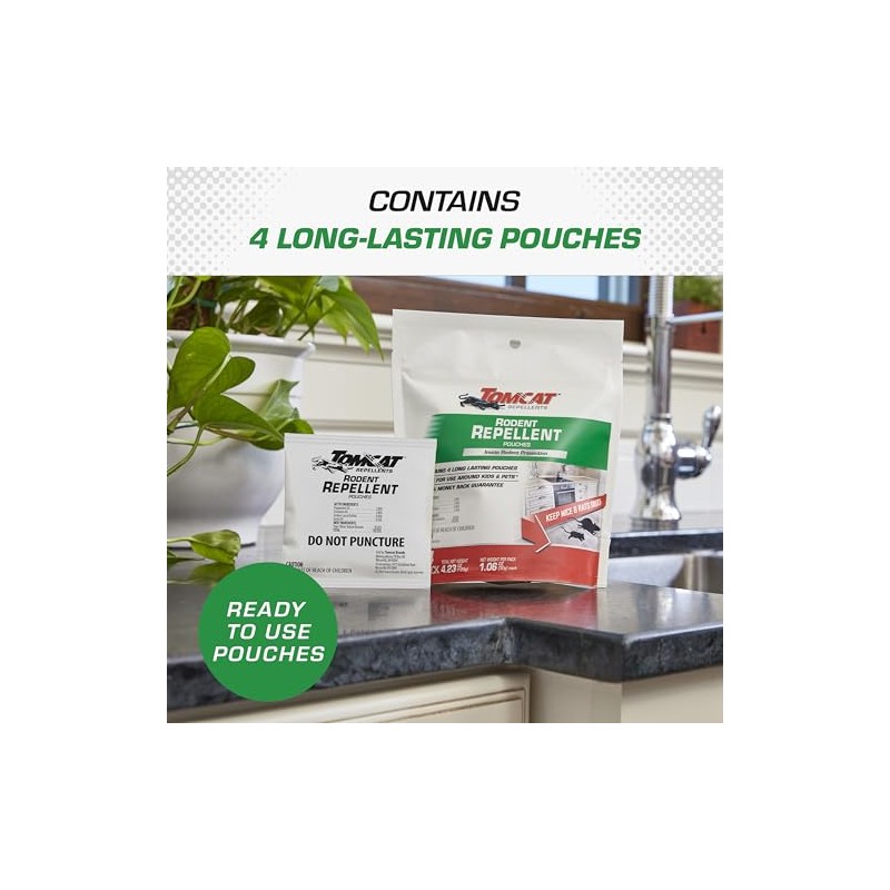 Tomcat Repellents Rodent Repellent Pouches, Ready-to-Use, Inside Rodent Prevention with