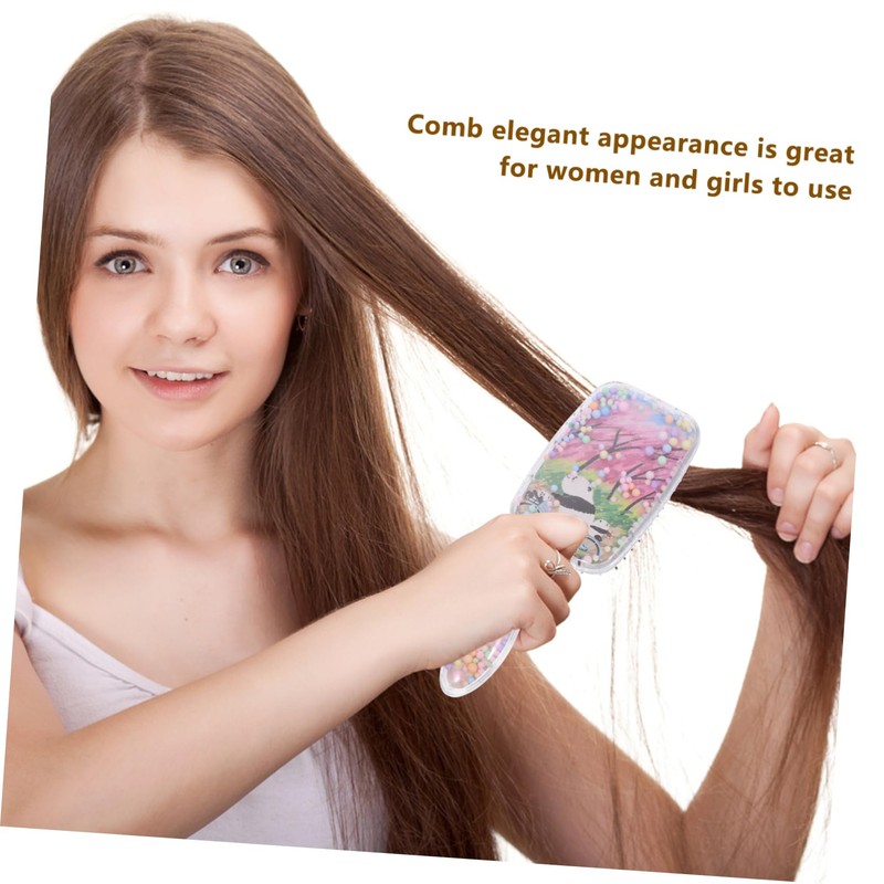 IWOWHERO 2pcs Small Hair Brush Detangler Panda Pattern Brush Portable