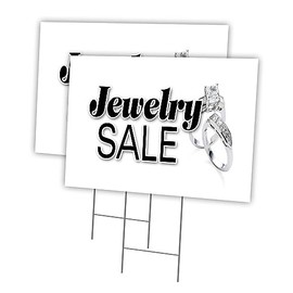 Jewelry Sale 2 Pack of 12" x 16" Yard Sign & Stake | Advertise Your Business | Stake Included Image On Both Sides | Made in The USA