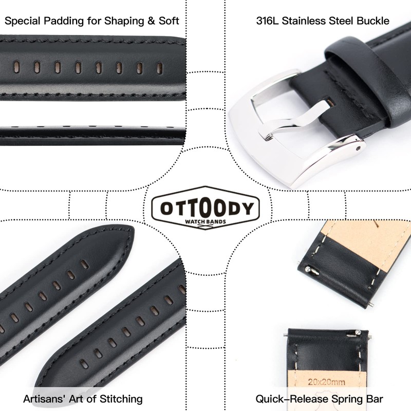 Ottoody Watch Band, 0.71, 0.75, 0.79, 0.83, 0.87 in (18,