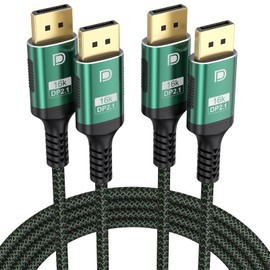 FEMORO DisplayPort Cable 2.1 6FT 2 Pack, Display Port Cables 16K@60Hz 8K@120Hz 4K@240Hz, DP to DP Cord 80Gbps Support HDR10 HDCP DSC 1.2a Compatible FreeSync G-Sync Video Gaming Monitor Graphics Card