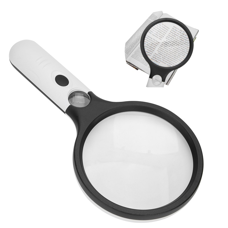 Reading Handheld Magnifying Glass Battery Powered 4LED 4X 30X Lens