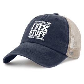 I Fix Stuff and I Know Things Hat Trucker Hat Women Vintage Mesh Hat for Summer