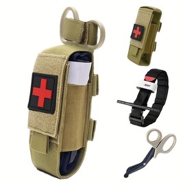 Emergency Outdoor Survival Tourniquet Bracket IFAK Bag First Aid Kit Trauma Bag Small Survival Equipment - Color: Green suit