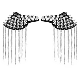 BESTOYARD Fringe Shoulder Pieces Rivet Tassel Chain Epaulet Shoulder Boards Badge Uniform Accessories (Silver)