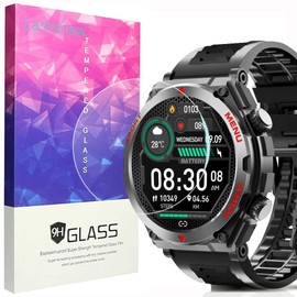 Compatible for Jdcrsj Military Smart Watch Screen Protector, [3 Pack] Lamshaw 9H Tempered Glass Screen Protector Film Compatible for Jdcrsj S66, Bvlrksc S66, Nehcovbo S66 Military Smart Watch (3 Pack)