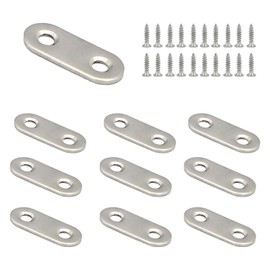 ALLY-MAGIC 10 Pcs Straight Brace Brackets, Stainless Steel Flat Plate Bracket 36x16mm Flat Fixing Brackets with Screw for Wood Shelf Furniture Shelf Desk Y4ZMZJ