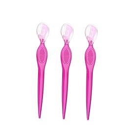 SAFIGLE 3Pcs Stainless Steel Eyebrow Razors Delicate Eyebrow Trimmers for Beauty Makeup Lightweight Travel Friendly Grooming Tools Transparent Red