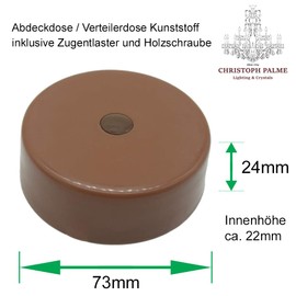 Junction Box Brown with 3-Pin Terminal and Accessories Diameter 72 x 23 mm Surface-Mounted Box Canopy