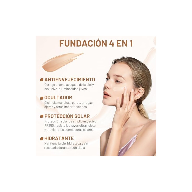 Base de Maquillaje 4 en 1, SPF 50, Base de