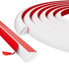 KNEELISA 16.4ft/5m Flexible Peel and Stick Quarter Round Molding Trim for Walls,Bendable 1/4 Round Rubber Floor Shoe Molding,Crown Moulding Ceiling Border Trim,Double Adhesive Caulk Strip,White