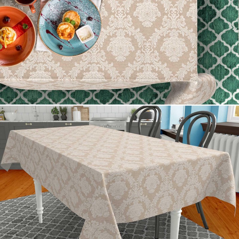 Fabric Tablecloth, Textile Table Linen, Cotton Polyester, Washable, Plain Ornamental