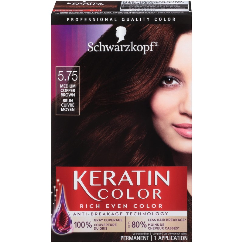 Schwarzkopf Keratin Color Permanent Hair Color Cream, 5.75 Medium Copper