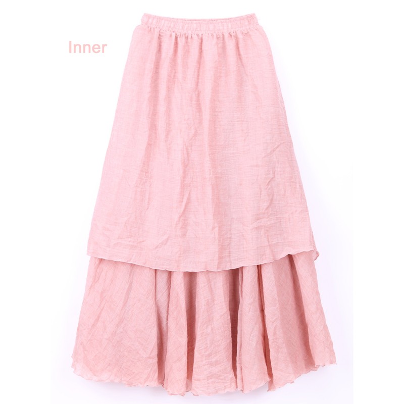 Women's Cotton Long Skirt, Double Stitched, Elasticated Waistband, Plain Colours