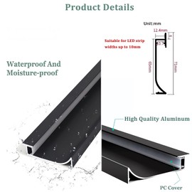 JARBIH 7Packs 1m LED Aluminum Skirting Board, H 65mm LED Skirting Line Strip Light Aluminum Channel Profile Baseboard Light with Milky Cover for Living Room Bedroom Kitchen Home Theater