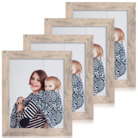 iRahmen 8x10 Picture Frame Set of 4, Smoke Gray Frame with High Definition Real Glass, 8 x 10 Photo Frame for Tabletop Display and Wall Mounting