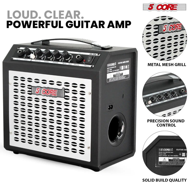 Portable 20W Electric Mini Guitar Amplifier with Built-in 6.5" Speaker