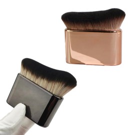 2PCS Body Tanning Brushes, Large Foundation Brush for Flawless Fake Tan Application on Face, Body, and Legs - Rose Gold & Bright Black