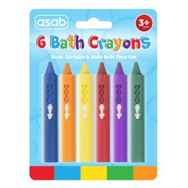 ASAB 6 Pack Baby Bath Crayons Non Toxic Education Fun Toy Easy Washable Wipe Clean Develop Creativity And Imagination Ages 3 Years +