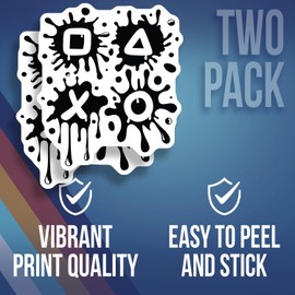 Playful Gaming Symbols Sticker - Black and White Dripping Design - Game Controller Buttons - Unique Geeky Decal for Laptops - Water Bottles - 5" Vinyl Sticker - Durable Design for AAS1553