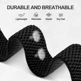 ANNEFIT Stretchy Nylon Watch Strap for Men Women, Adjustable Elastic Watch Band with Quick Release, Replacement Wristband 20mm (Black)