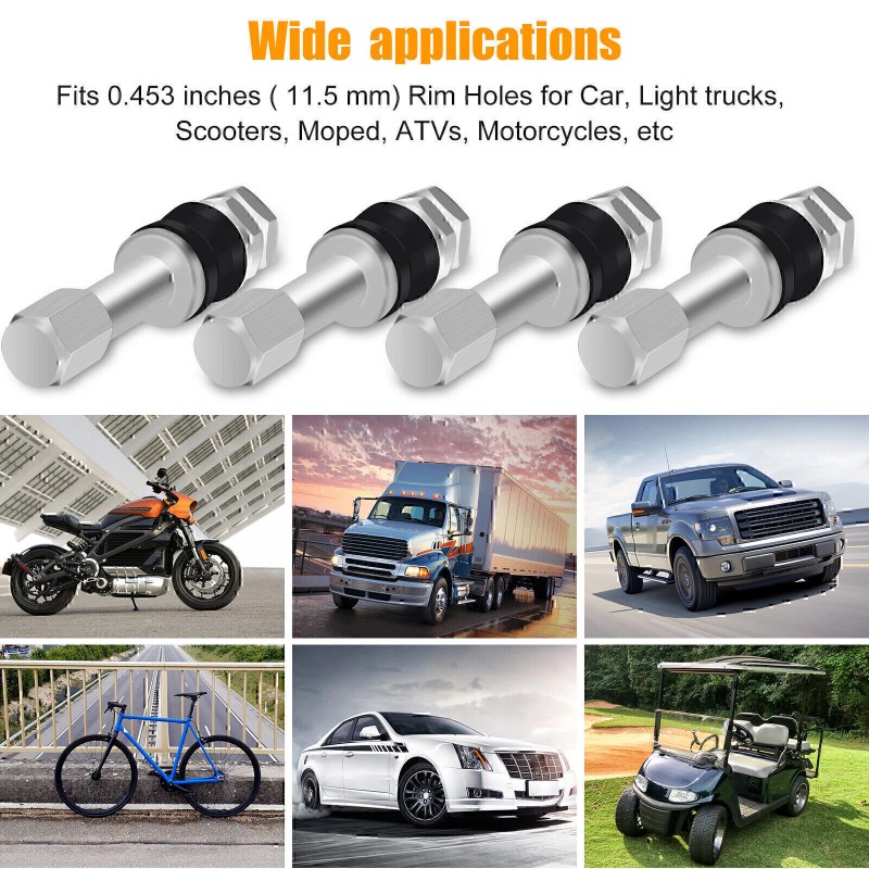 GEARZAAR 10x Stainless Steel Wheel Tire Valve Stems Hight Pressure