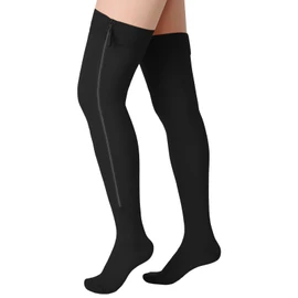 Sosation Thigh High Zipper Compression Socks 20-30 mmHg Zipper Compression Stockings Thigh High for Women Men Swelling Edema