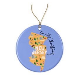 Our First Christmas In New Jersey - State Usa Ornament - New Home Christmas - Us State Souvenir Gifts - Xmas Tree Hanging Decorations For New House - New Jersey Ornament Printed on Both Sides