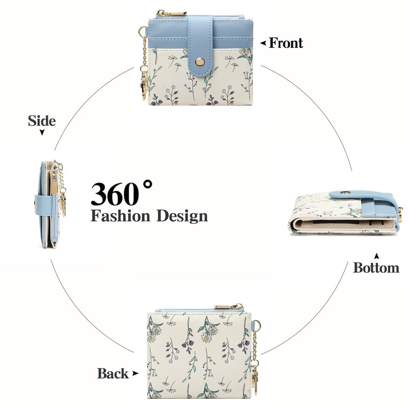 GAEKEAO Small Wallet for Women RFID Blocking Slim Bifold Floral