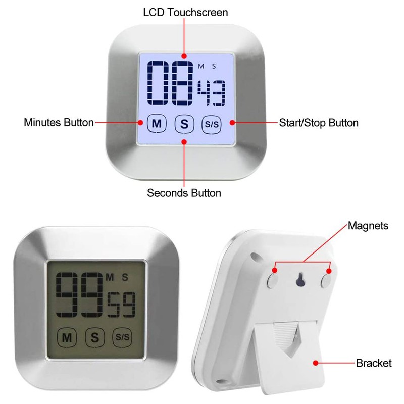 LCD Digital Touch Screen Kitchen Timer Practical Cooking Timer Countdown