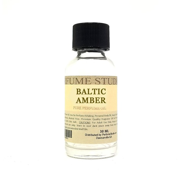 Baltic Amber Perfume Oil - An Oriental Scent with Majestic Accords White Sandalwood and Pure Amber Resins (30ML CLEAR BOTTLE)