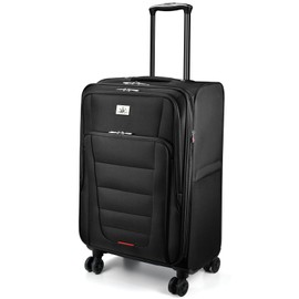 Verdi Softside Expandable 24 Inch Luggage with Spinner Wheels Lightweight Suitcase (Black, Checked-Large 24-Inch)