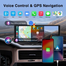 Car Universal Wireless Carplay & Wired Android Auto 10.26 Inch IPS Touchscreen Pad Tablet with Bt Siri Voice Assistant Dash Mounted